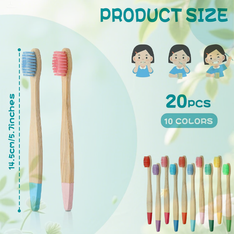 Kids Bamboo Toothbrush 20-Pack – Soft, Travel Size - Image 2