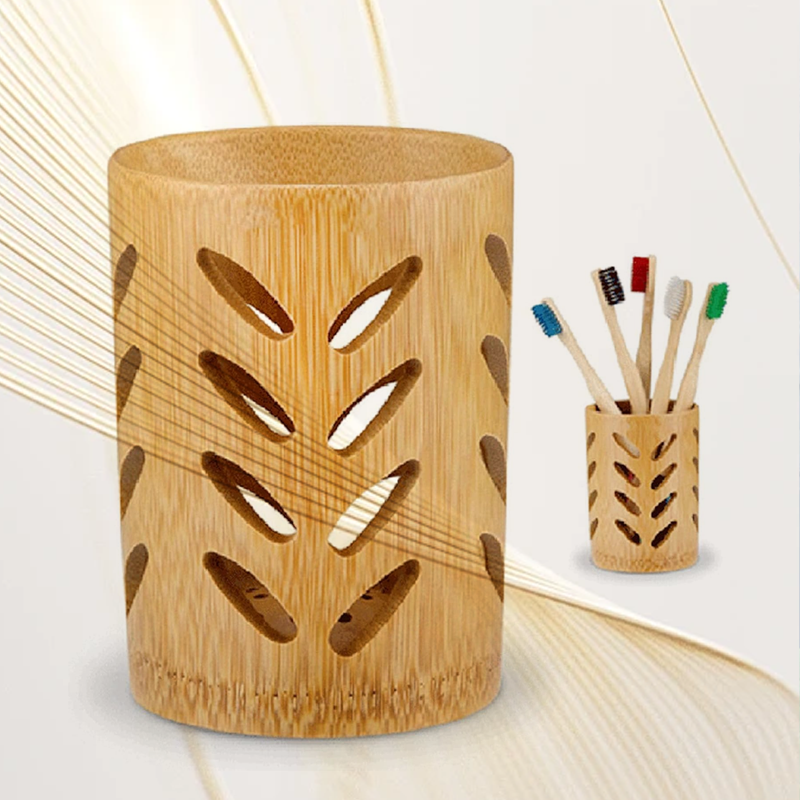 Leaf-Style Bamboo Toothbrush Stand - Image 2