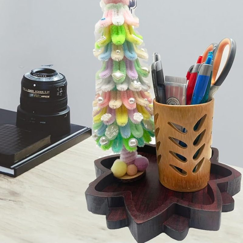 Leaf-Style Bamboo Toothbrush Stand - Image 3