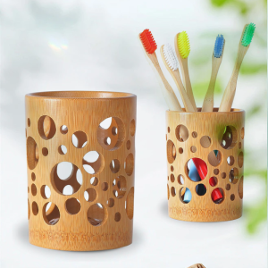 Round Bamboo Brush & Paste Holder