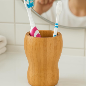 Gourd-Style Bamboo Toothbrush Cup
