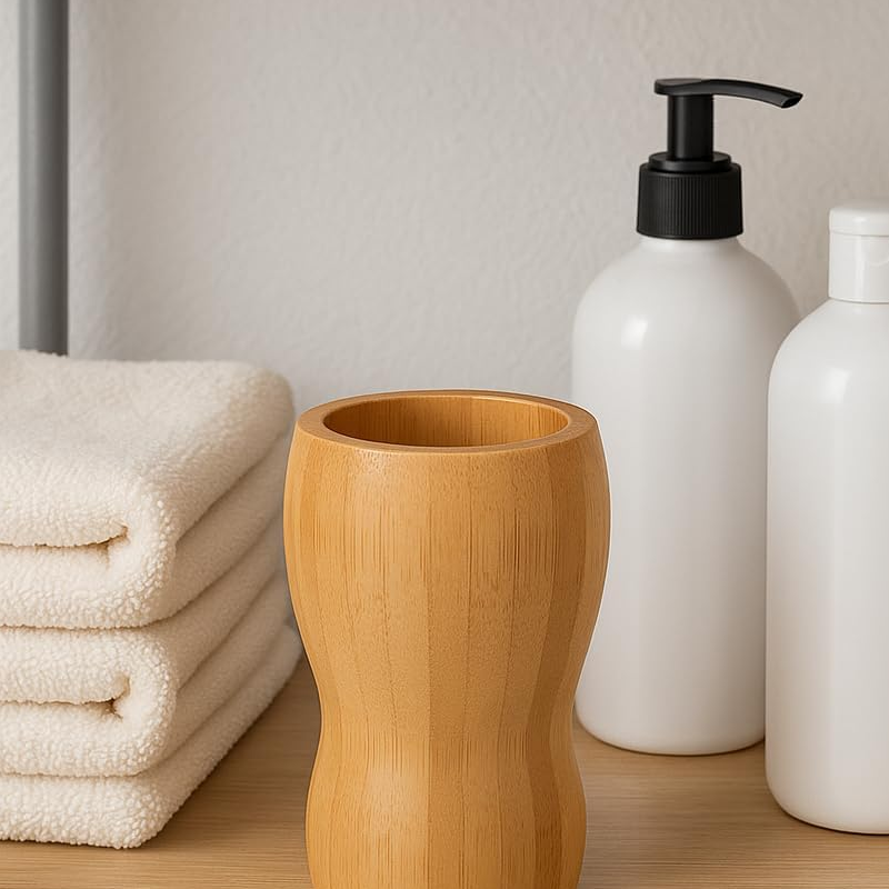 Gourd-Style Bamboo Toothbrush Cup - Image 3