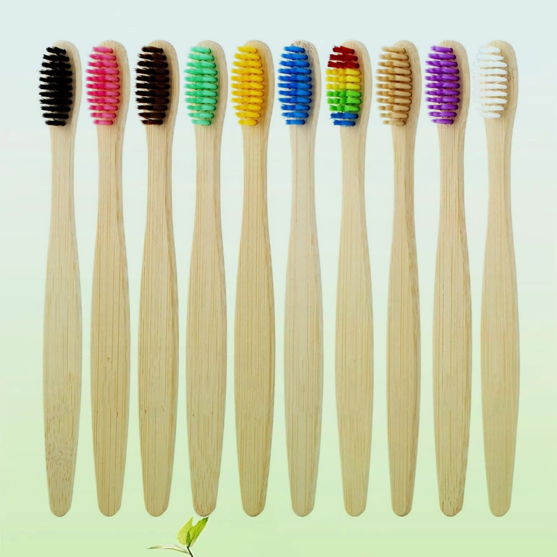 Adult Bamboo Toothbrush 10-Pack – Charcoal, BPA-Free