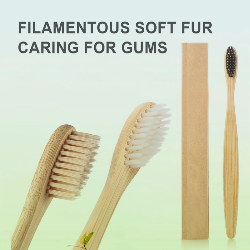 Adult Bamboo Toothbrush 10-Pack – Charcoal, BPA-Free - Image 2